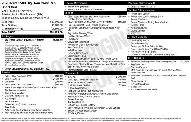 2020 RAM 1500 Big Horn/Lone Star
