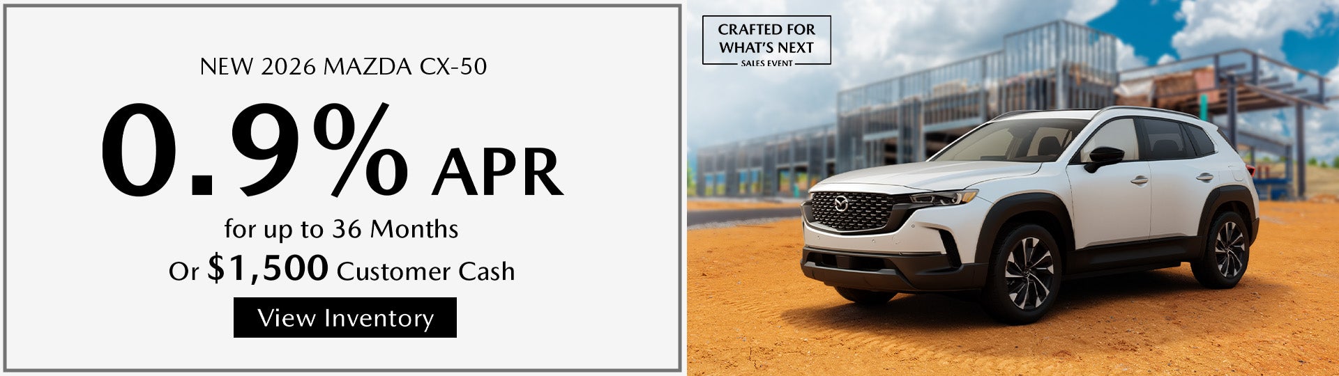 0.9% APR or $1,500 Customer Cash on 2026 Mazda CX-50 – Spart